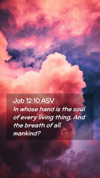 Picture 02 - Job 12:10 ASV Mobile Phone Wallpaper - In whose hand is the soul of every living thing, - Mobile Bible Verse Wallpaper
