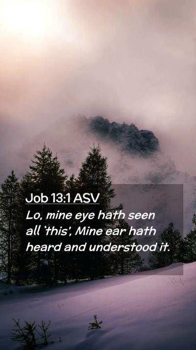 Picture 02 - Job 13:1 ASV Mobile Phone Wallpaper - Lo, mine eye hath seen all `this', Mine ear hath - Mobile Bible Verse Wallpaper