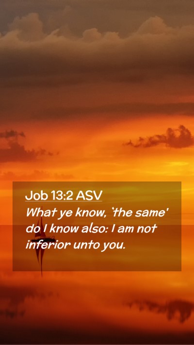 Picture 02 - Job 13:2 ASV Mobile Phone Wallpaper - What ye know, `the same' do I know also: I am not - Mobile Bible Verse Wallpaper