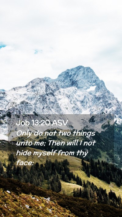 Picture 02 - Job 13:20 ASV Mobile Phone Wallpaper - Only do not two things unto me; Then will I not - Mobile Bible Verse Wallpaper
