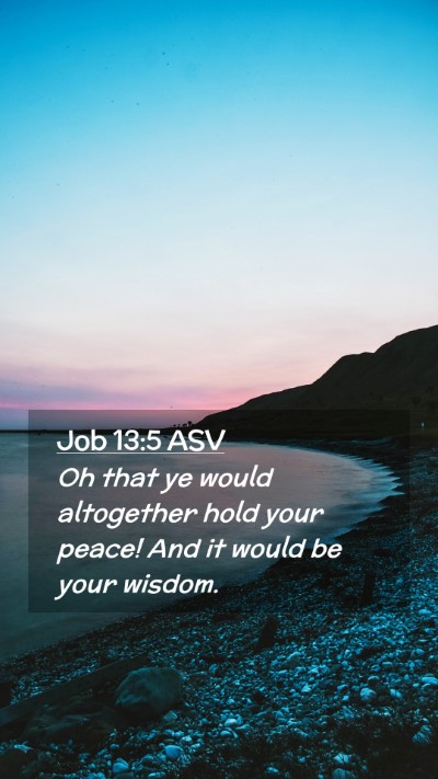 Picture 02 - Job 13:5 ASV Mobile Phone Wallpaper - Oh that ye would altogether hold your peace! And - Mobile Bible Verse Wallpaper