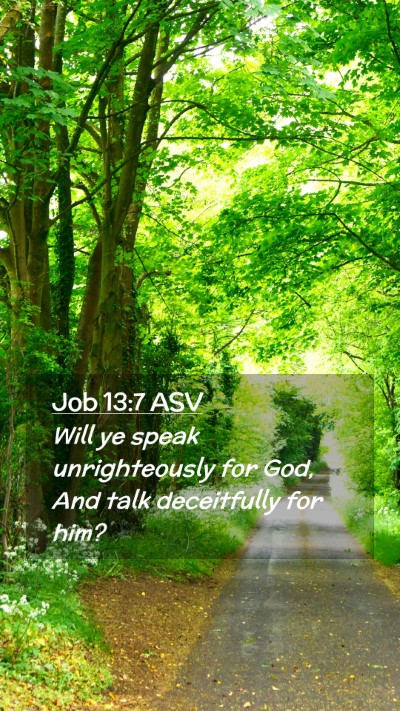 Picture 02 - Job 13:7 ASV Mobile Phone Wallpaper - Will ye speak unrighteously for God, And talk - Mobile Bible Verse Wallpaper