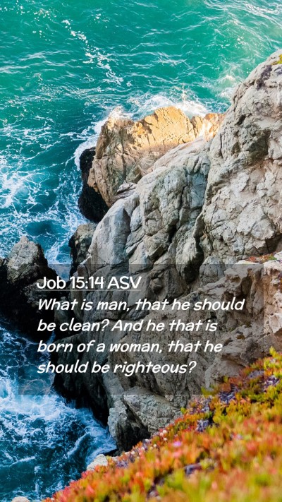 Picture 02 - Job 15:14 ASV Mobile Phone Wallpaper - What is man, that he should be clean? And he that - Mobile Bible Verse Wallpaper