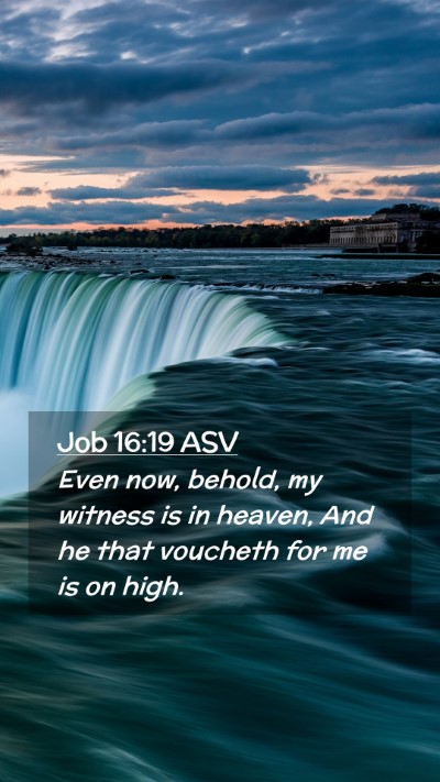 Picture 02 - Job 16:19 ASV Mobile Phone Wallpaper - Even now, behold, my witness is in heaven, And he - Mobile Bible Verse Wallpaper