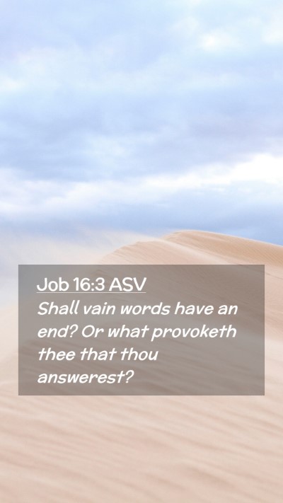 Picture 02 - Job 16:3 ASV Mobile Phone Wallpaper - Shall vain words have an end? Or what provoketh - Mobile Bible Verse Wallpaper