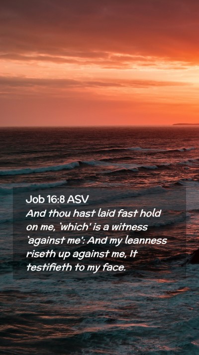 Picture 02 - Job 16:8 ASV Mobile Phone Wallpaper - And thou hast laid fast hold on me, `which' is a - Mobile Bible Verse Wallpaper