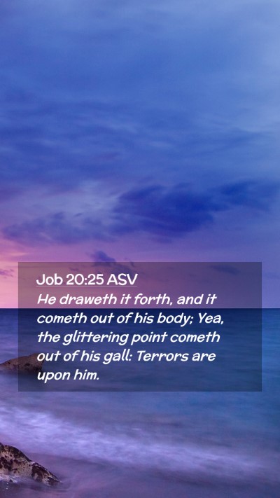 Picture 02 - Job 20:25 ASV Mobile Phone Wallpaper - He draweth it forth, and it cometh out of his - Mobile Bible Verse Wallpaper