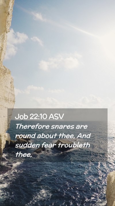 Picture 02 - Job 22:10 ASV Mobile Phone Wallpaper - Therefore snares are round about thee, And sudden - Mobile Bible Verse Wallpaper