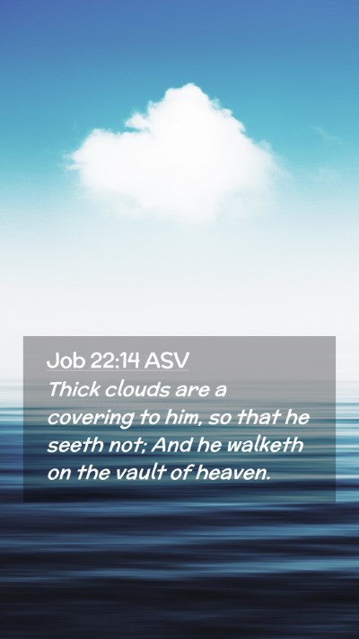 Picture 02 - Job 22:14 ASV Mobile Phone Wallpaper - Thick clouds are a covering to him, so that he - Mobile Bible Verse Wallpaper