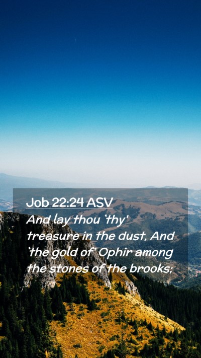 Picture 02 - Job 22:24 ASV Mobile Phone Wallpaper - And lay thou `thy' treasure in the dust, And `the - Mobile Bible Verse Wallpaper