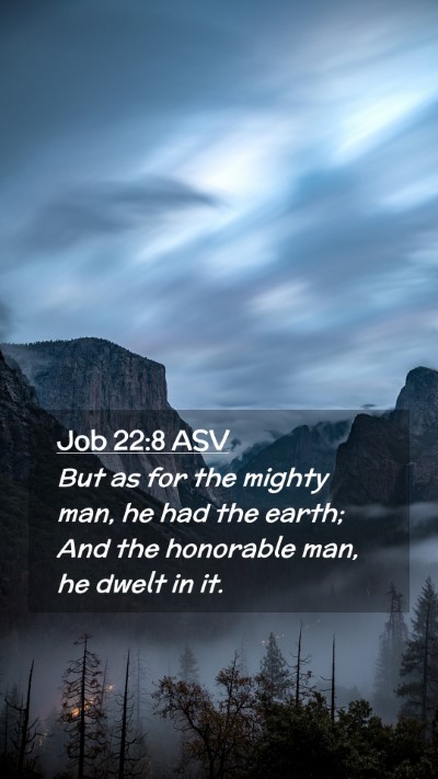 Picture 02 - Job 22:8 ASV Mobile Phone Wallpaper - But as for the mighty man, he had the earth; And - Mobile Bible Verse Wallpaper