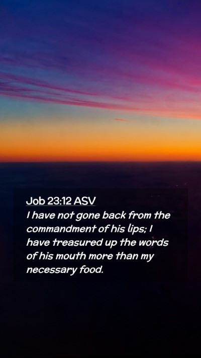 Picture 02 - Job 23:12 ASV Mobile Phone Wallpaper - I have not gone back from the commandment of his - Mobile Bible Verse Wallpaper