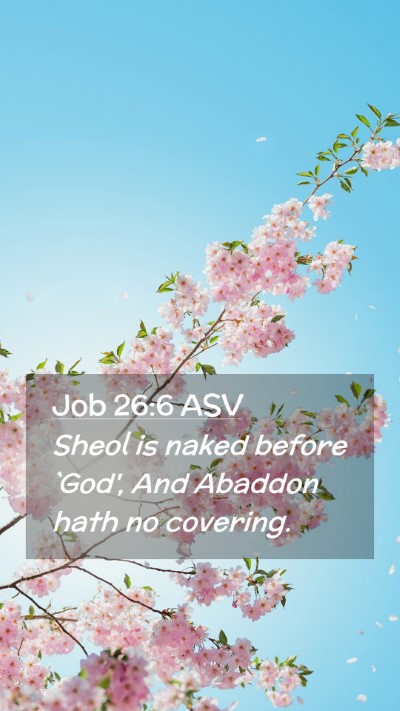 Picture 02 - Job 26:6 ASV Mobile Phone Wallpaper - Sheol is naked before `God', And Abaddon hath no - Mobile Bible Verse Wallpaper