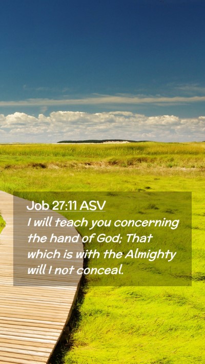 Picture 02 - Job 27:11 ASV Mobile Phone Wallpaper - I will teach you concerning the hand of God; That - Mobile Bible Verse Wallpaper