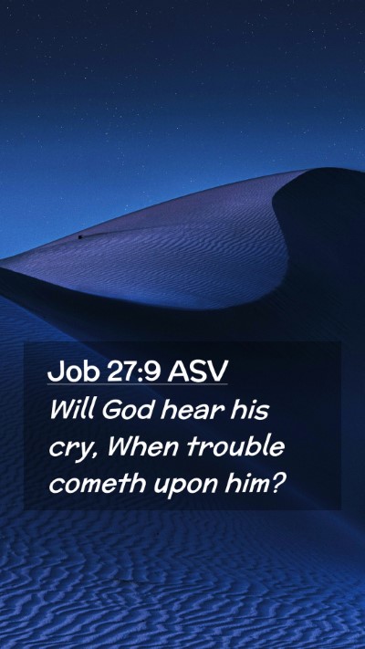 Picture 02 - Job 27:9 ASV Mobile Phone Wallpaper - Will God hear his cry, When trouble cometh upon - Mobile Bible Verse Wallpaper