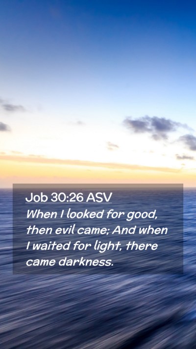 Picture 02 - Job 30:26 ASV Mobile Phone Wallpaper - When I looked for good, then evil came; And when - Mobile Bible Verse Wallpaper