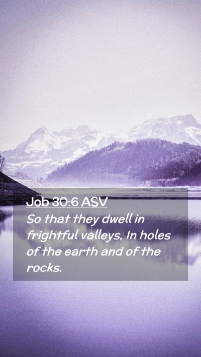 Picture 02 - Job 30:6 ASV Mobile Phone Wallpaper - So that they dwell in frightful valleys, In holes - Mobile Bible Verse Wallpaper