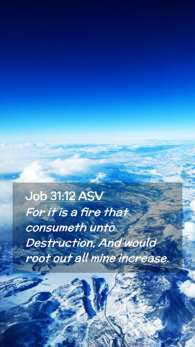 Picture 02 - Job 31:12 ASV Mobile Phone Wallpaper - For it is a fire that consumeth unto Destruction, - Mobile Bible Verse Wallpaper