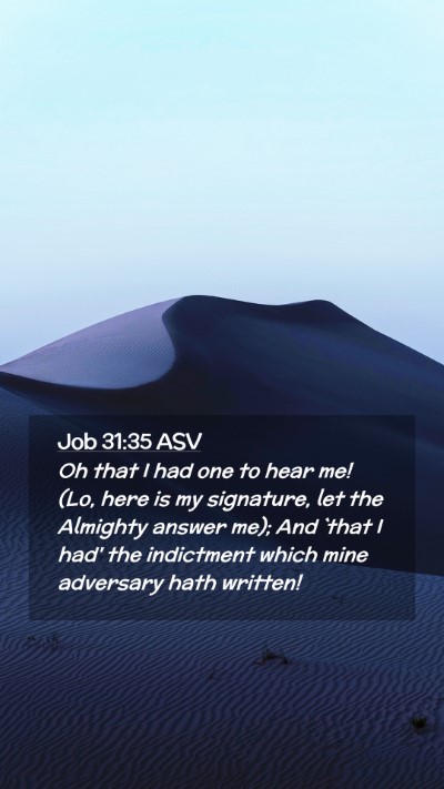 Picture 02 - Job 31:35 ASV Mobile Phone Wallpaper - Oh that I had one to hear me! (Lo, here is my - Mobile Bible Verse Wallpaper