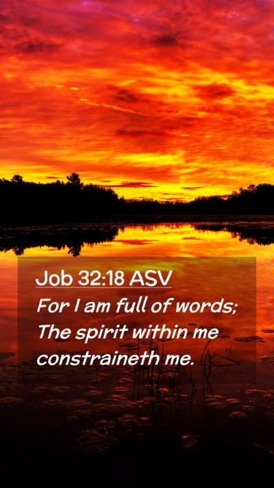 Picture 02 - Job 32:18 ASV Mobile Phone Wallpaper - For I am full of words; The spirit within me - Mobile Bible Verse Wallpaper