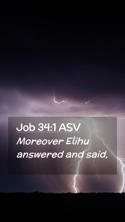 Picture 02 - Job 34:1 ASV Mobile Phone Wallpaper - Moreover Elihu answered and - Mobile Bible Verse Wallpaper