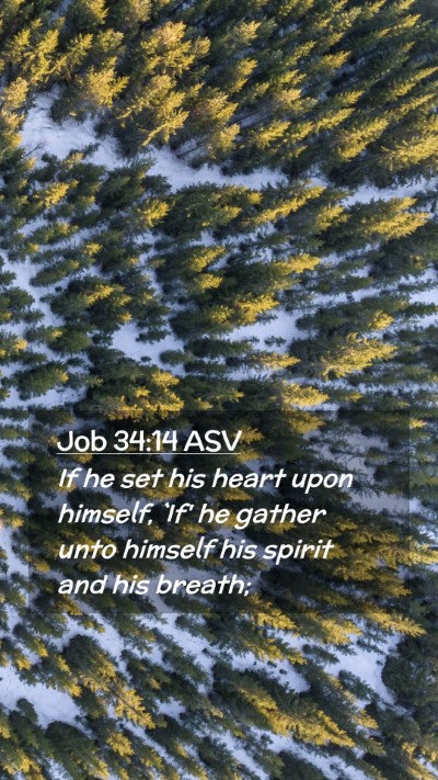 Picture 02 - Job 34:14 ASV Mobile Phone Wallpaper - If he set his heart upon himself, `If' he gather - Mobile Bible Verse Wallpaper