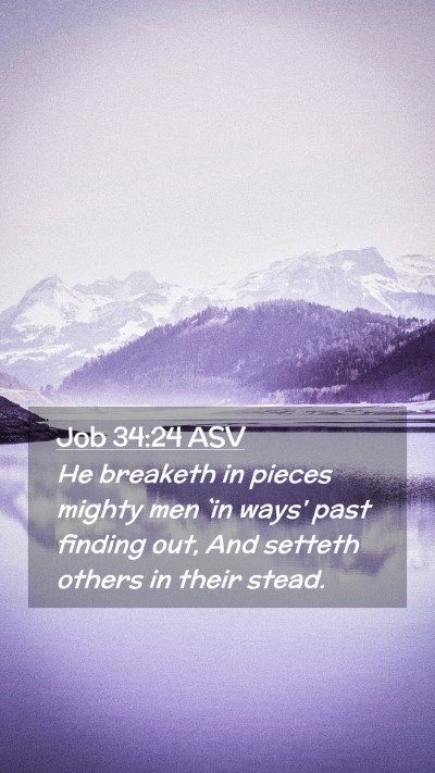Picture 02 - Job 34:24 ASV Mobile Phone Wallpaper - He breaketh in pieces mighty men `in ways' past - Mobile Bible Verse Wallpaper