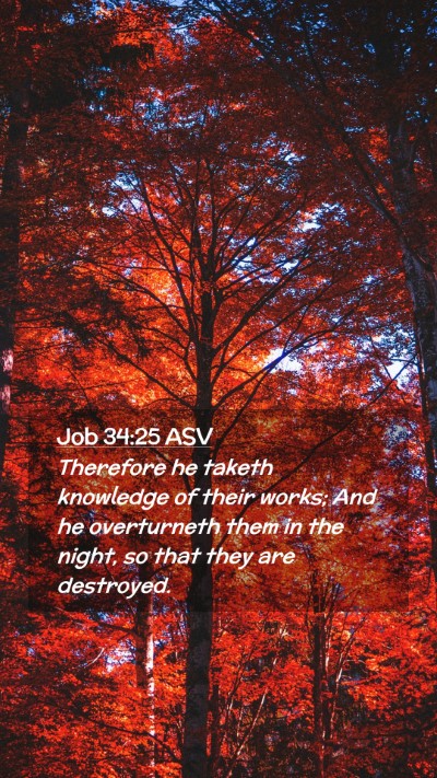 Picture 02 - Job 34:25 ASV Mobile Phone Wallpaper - Therefore he taketh knowledge of their works; And - Mobile Bible Verse Wallpaper