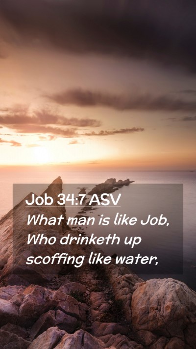 Picture 02 - Job 34:7 ASV Mobile Phone Wallpaper - What man is like Job, Who drinketh up scoffing - Mobile Bible Verse Wallpaper
