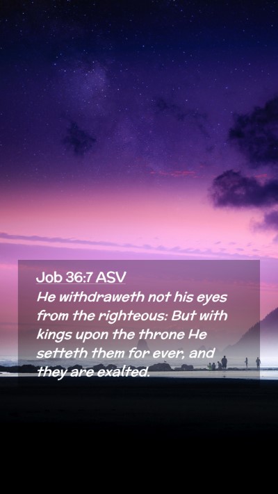 Picture 02 - Job 36:7 ASV Mobile Phone Wallpaper - He withdraweth not his eyes from the righteous: - Mobile Bible Verse Wallpaper
