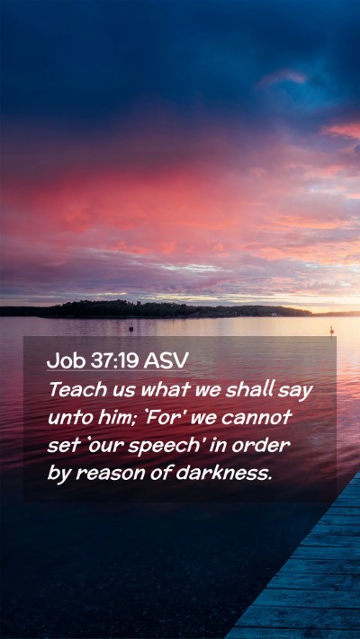 Picture 02 - Job 37:19 ASV Mobile Phone Wallpaper - Teach us what we shall say unto him; `For' we - Mobile Bible Verse Wallpaper