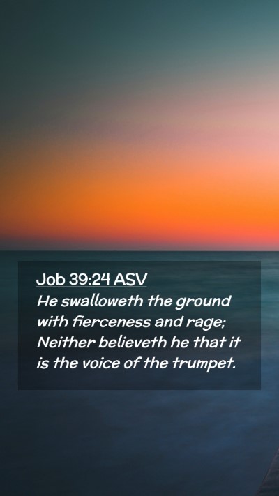 Picture 02 - Job 39:24 ASV Mobile Phone Wallpaper - He swalloweth the ground with fierceness and - Mobile Bible Verse Wallpaper