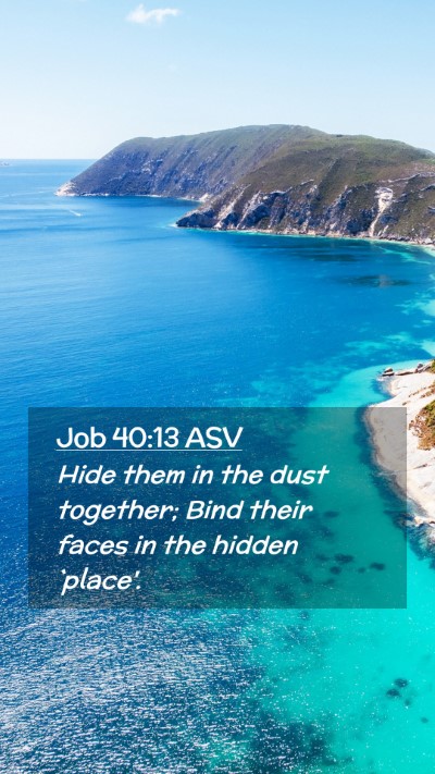Picture 02 - Job 40:13 ASV Mobile Phone Wallpaper - Hide them in the dust together; Bind their faces - Mobile Bible Verse Wallpaper