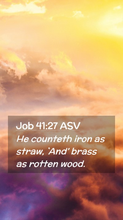 Picture 02 - Job 41:27 ASV Mobile Phone Wallpaper - He counteth iron as straw, `And' brass as rotten - Mobile Bible Verse Wallpaper