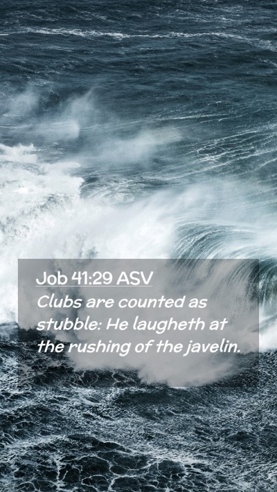Picture 02 - Job 41:29 ASV Mobile Phone Wallpaper - Clubs are counted as stubble: He laugheth at the - Mobile Bible Verse Wallpaper