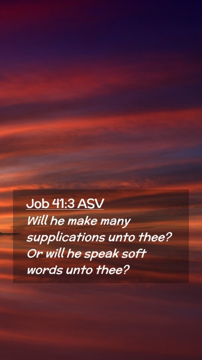 Picture 02 - Job 41:3 ASV Mobile Phone Wallpaper - Will he make many supplications unto thee? Or - Mobile Bible Verse Wallpaper