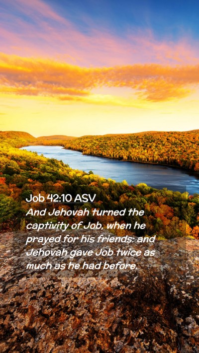 Picture 02 - Job 42:10 ASV Mobile Phone Wallpaper - And Jehovah turned the captivity of Job, when he - Mobile Bible Verse Wallpaper