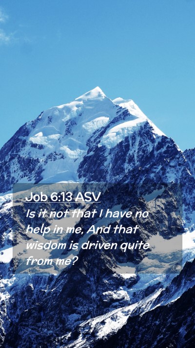 Picture 02 - Job 6:13 ASV Mobile Phone Wallpaper - Is it not that I have no help in me, And that - Mobile Bible Verse Wallpaper