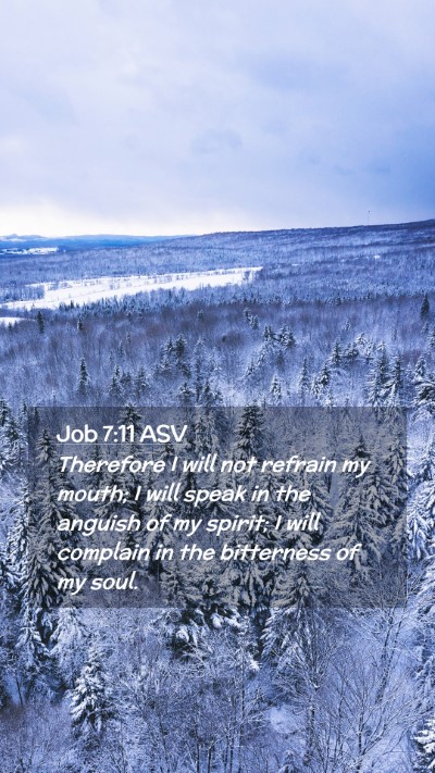 Picture 02 - Job 7:11 ASV Mobile Phone Wallpaper - Therefore I will not refrain my mouth; I will - Mobile Bible Verse Wallpaper