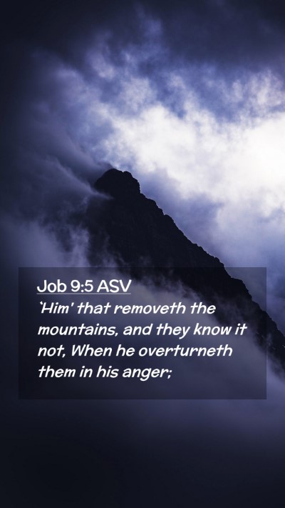 Picture 02 - Job 9:5 ASV Mobile Phone Wallpaper - `Him' that removeth the mountains, and they know - Mobile Bible Verse Wallpaper
