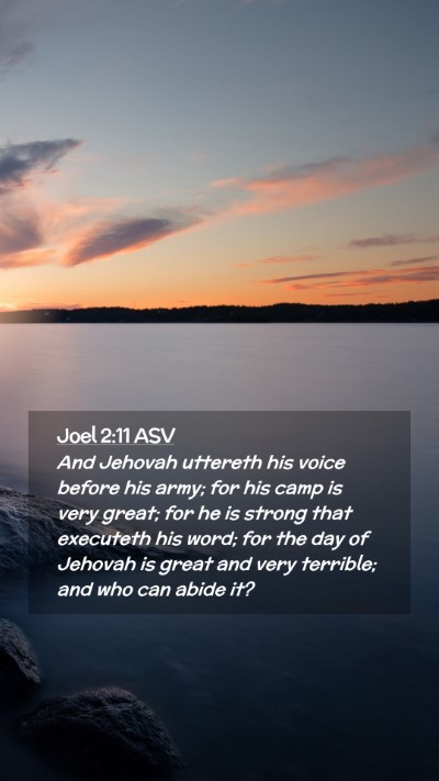 Picture 02 - Joel 2:11 ASV Mobile Phone Wallpaper - And Jehovah uttereth his voice before his army; - Mobile Bible Verse Wallpaper