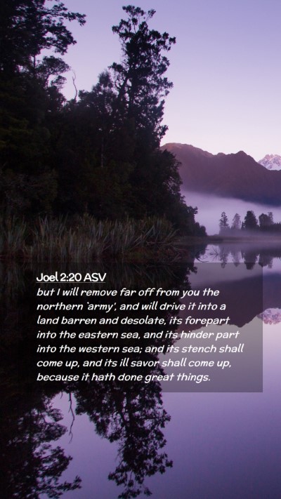 Picture 02 - Joel 2:20 ASV Mobile Phone Wallpaper - but I will remove far off from you the northern - Mobile Bible Verse Wallpaper