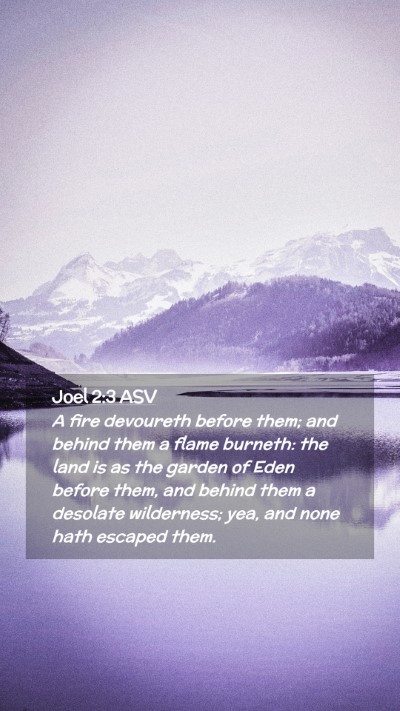 Picture 02 - Joel 2:3 ASV Mobile Phone Wallpaper - A fire devoureth before them; and behind them a - Mobile Bible Verse Wallpaper