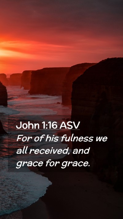 Picture 02 - John 1:16 ASV Mobile Phone Wallpaper - For of his fulness we all received, and grace for - Mobile Bible Verse Wallpaper