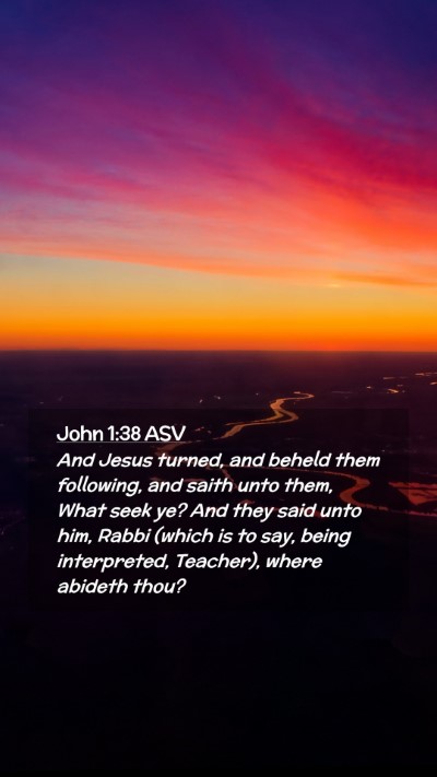Picture 02 - John 1:38 ASV Mobile Phone Wallpaper - And Jesus turned, and beheld them following, and - Mobile Bible Verse Wallpaper