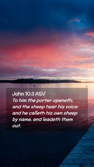 Picture 02 - John 10:3 ASV Mobile Phone Wallpaper - To him the porter openeth; and the sheep hear his - Mobile Bible Verse Wallpaper