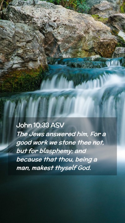 Picture 02 - John 10:33 ASV Mobile Phone Wallpaper - The Jews answered him, For a good work we stone - Mobile Bible Verse Wallpaper