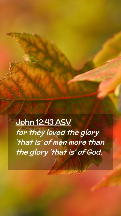 Picture 02 - John 12:43 ASV Mobile Phone Wallpaper - for they loved the glory `that is' of men more - Mobile Bible Verse Wallpaper