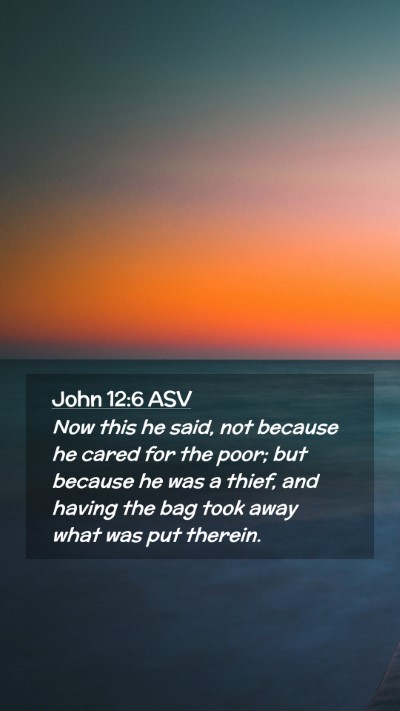 Picture 02 - John 12:6 ASV Mobile Phone Wallpaper - Now this he said, not because he cared for the - Mobile Bible Verse Wallpaper