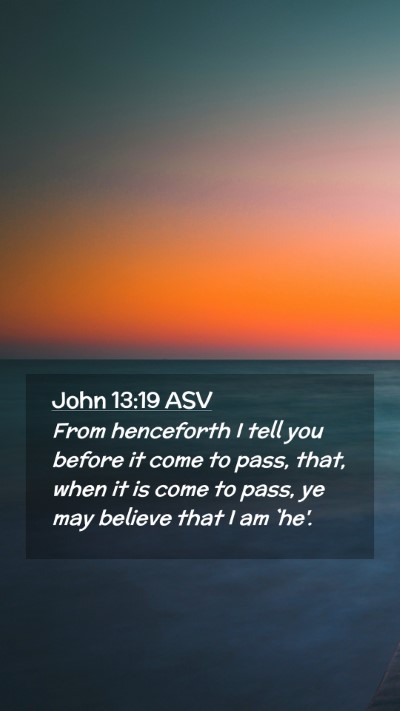 Picture 02 - John 13:19 ASV Mobile Phone Wallpaper - From henceforth I tell you before it come to - Mobile Bible Verse Wallpaper